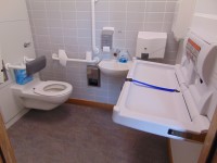 Photo of the toilet with baby changing table